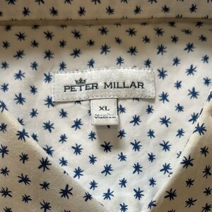 Peter Millar White with Blue Splats Button Down Shirt